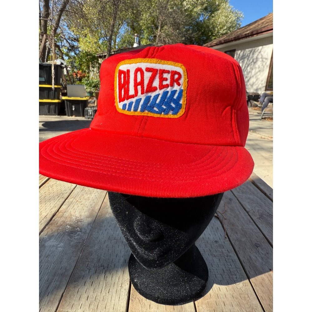 80s Vintage Trucker Cap Hat Snapback Chevrolet Chevy BLAZER Patch Blue Collar Re